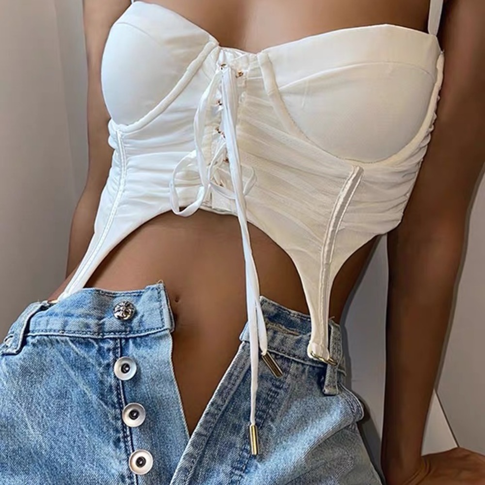Elegant White Corset Tank Top